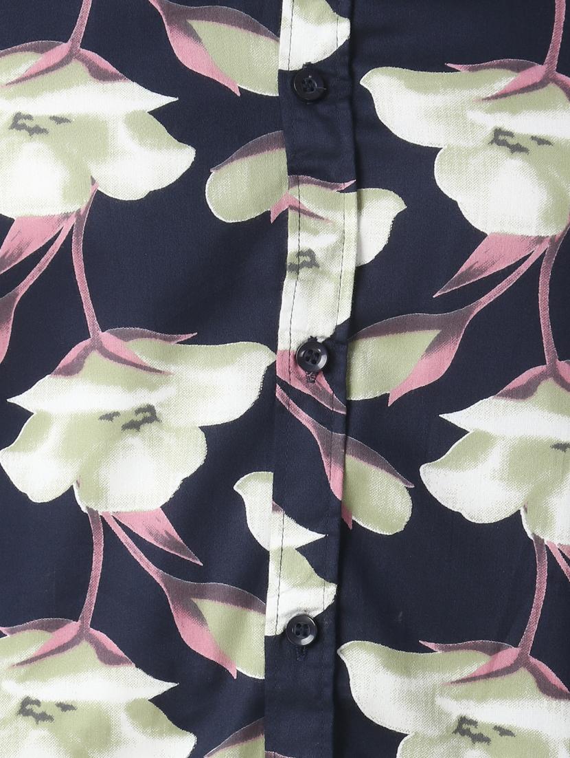navy blue floral print casual shirt - 17252490 - Zoom Image - 5