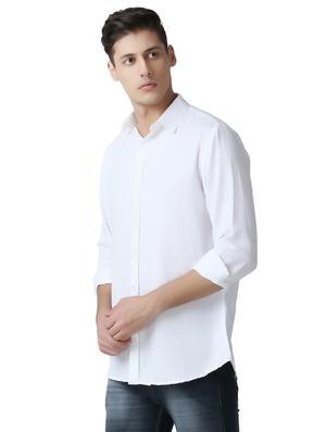 white solid casual shirt - 17252499 - Standard Image - 2