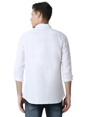 white solid casual shirt - 17252499 - Standard Image - 4