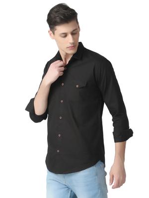 black solid casual shirt - 17252505 - Standard Image - 2