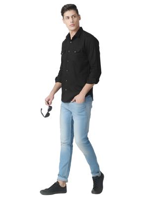 black solid casual shirt - 17252505 - Standard Image - 4