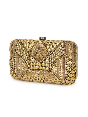 gold silk box clutch - 17255848 - Standard Image - 5