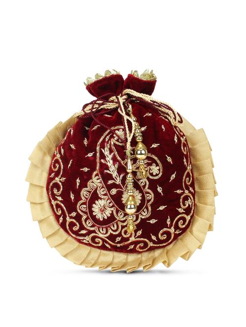 maroon velvet ethnic handbag - 17255855 - Standard Image - 1