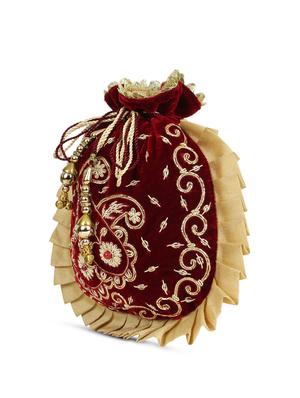 maroon velvet ethnic handbag - 17255855 - Standard Image - 5