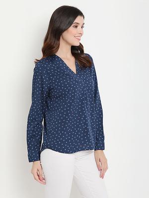 v neck printed top - 17256310 - Standard Image - 2