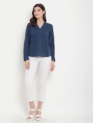 v neck printed top - 17256310 - Standard Image - 4