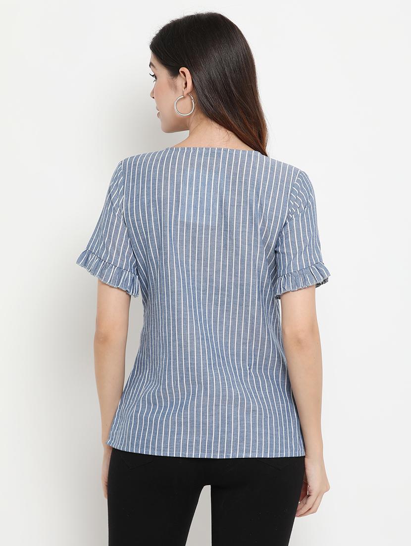 keyhole neck striped top - 17256329 - Zoom Image - 3