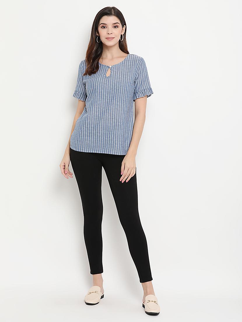 keyhole neck striped top - 17256329 - Zoom Image - 4
