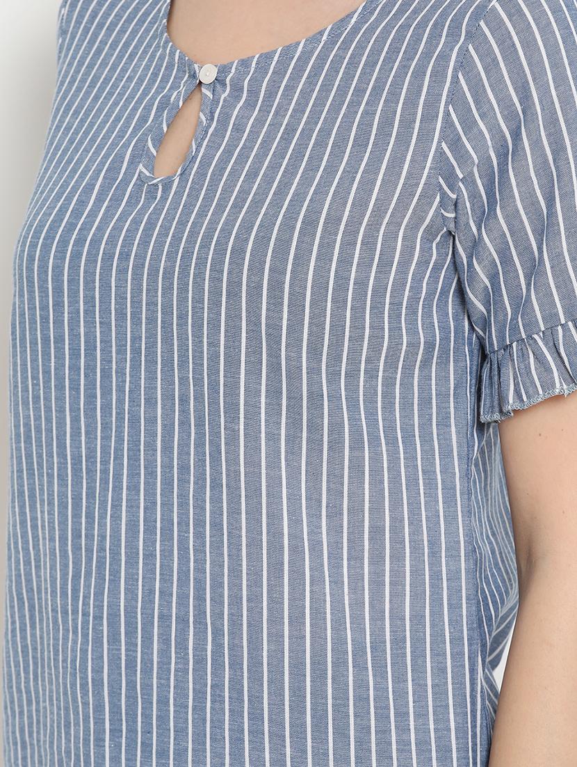 keyhole neck striped top - 17256329 - Zoom Image - 5
