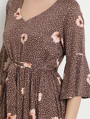 tie front floral a-line dress - 17256341 - Standard Image - 4