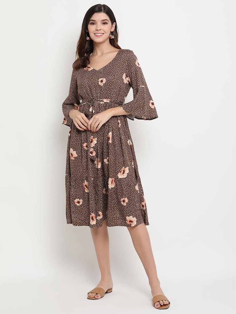 tie front floral a-line dress - 17256341 - Zoom Image - 1