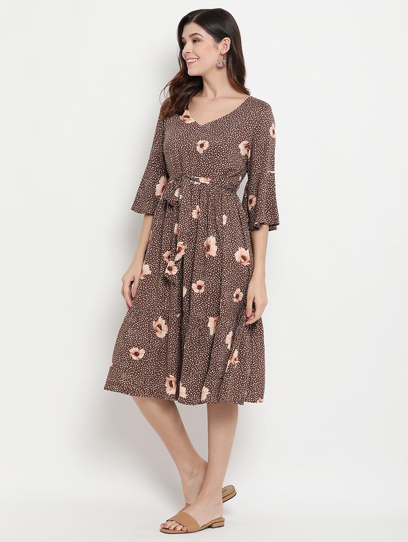 tie front floral a-line dress - 17256341 - Zoom Image - 2