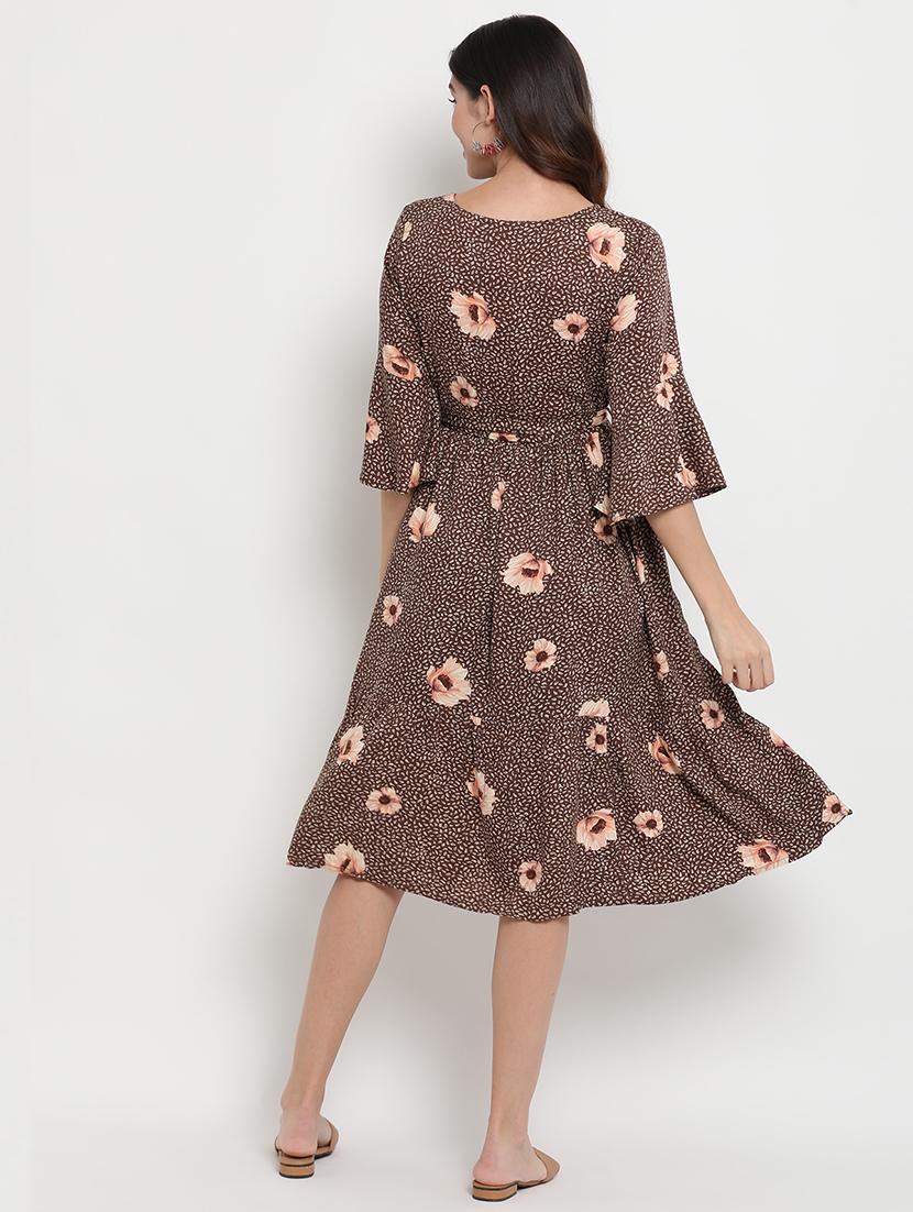 tie front floral a-line dress - 17256341 - Zoom Image - 3