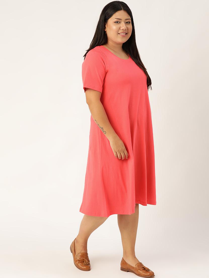 round neck plus a-line dress - 17256390 - Zoom Image - 2
