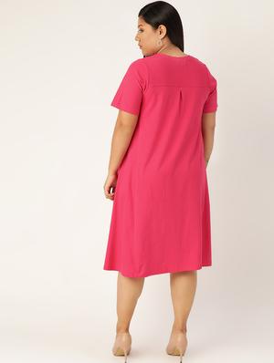 round neck plus a-line dress - 17256391 - Standard Image - 3