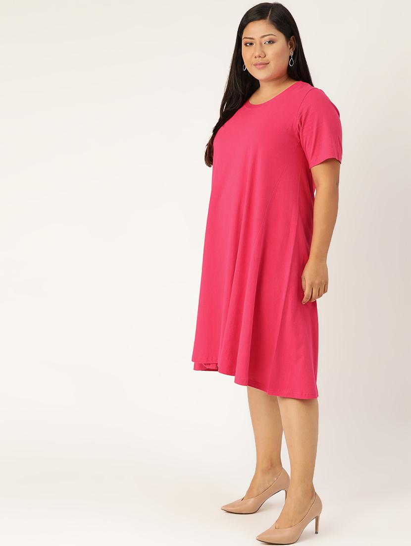 round neck plus a-line dress - 17256391 - Zoom Image - 2