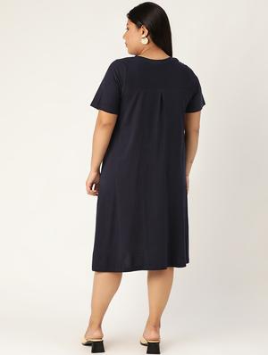 round neck plus a-line dress - 17256399 - Standard Image - 3