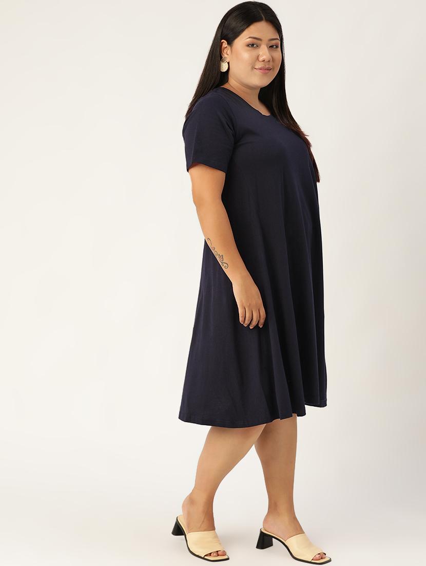 round neck plus a-line dress - 17256399 - Zoom Image - 2