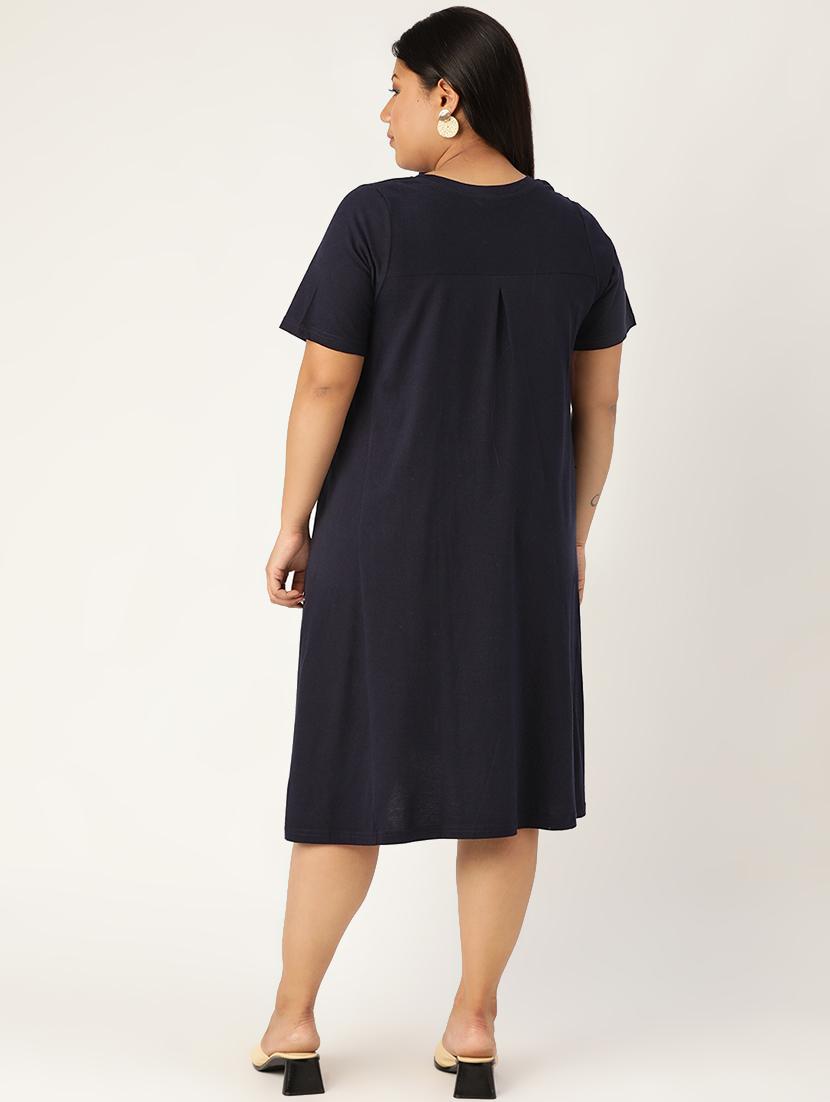 round neck plus a-line dress - 17256399 - Zoom Image - 3