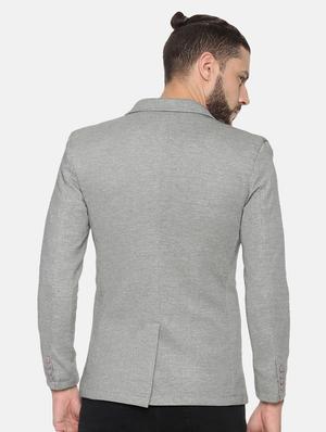 grey solid single breasted casual blazer - 17257081 - Standard Image - 3