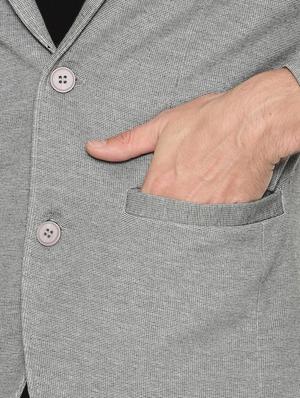 grey solid single breasted casual blazer - 17257081 - Standard Image - 6