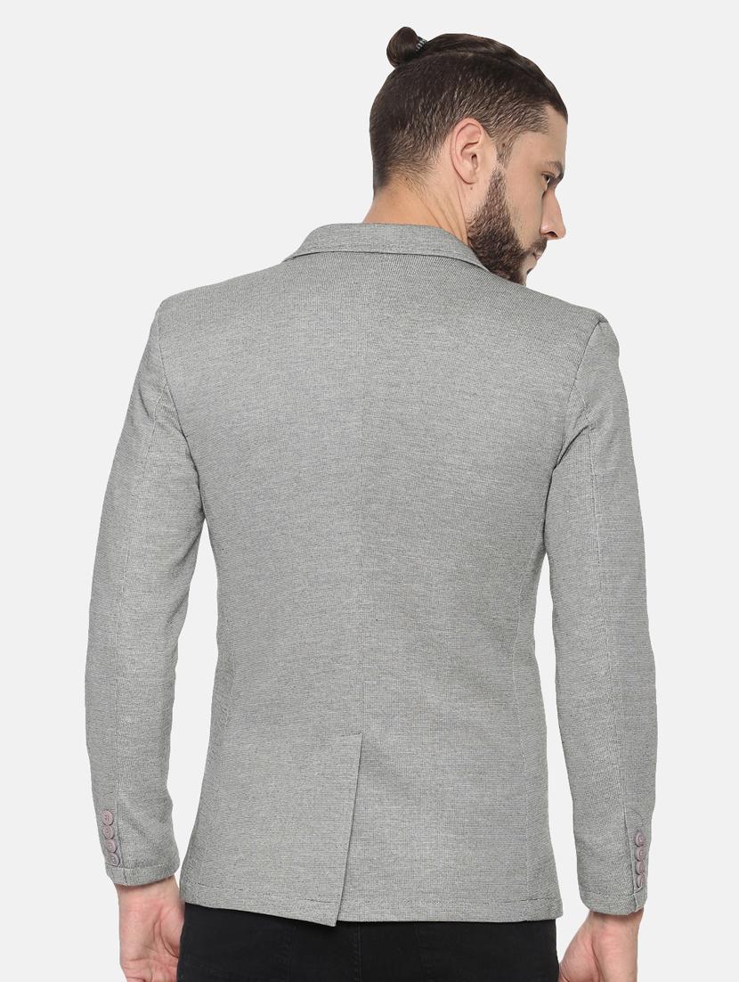 grey solid single breasted casual blazer - 17257081 - Zoom Image - 3