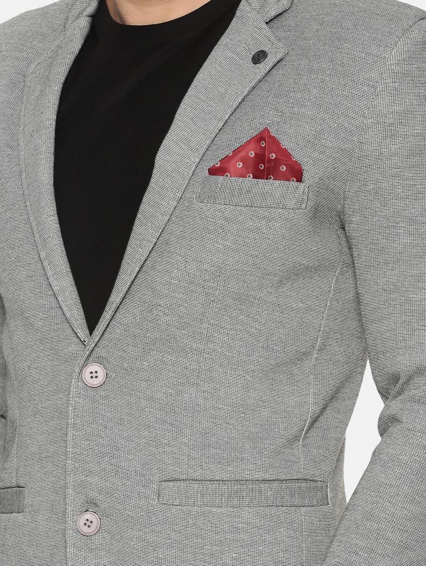 grey solid single breasted casual blazer - 17257081 - Zoom Image - 5