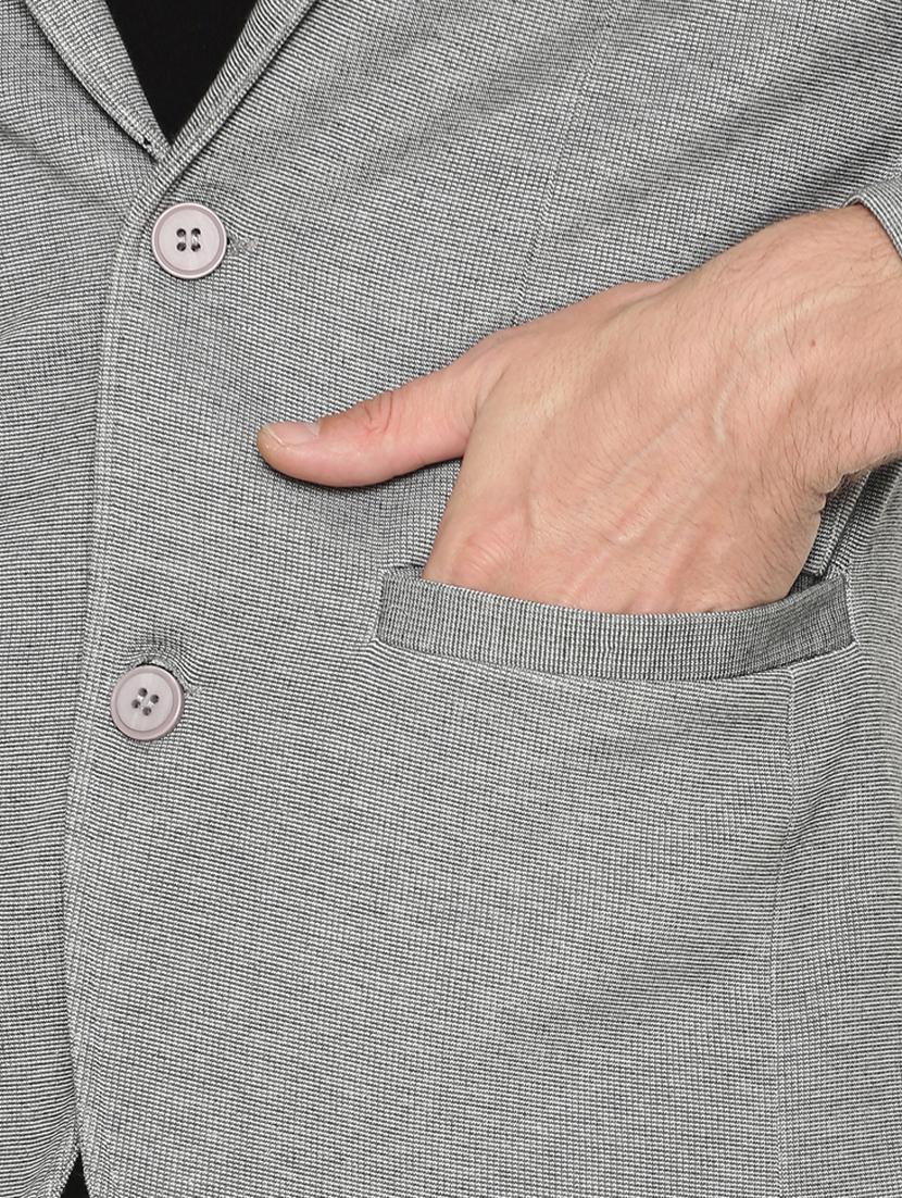 grey solid single breasted casual blazer - 17257081 - Zoom Image - 6
