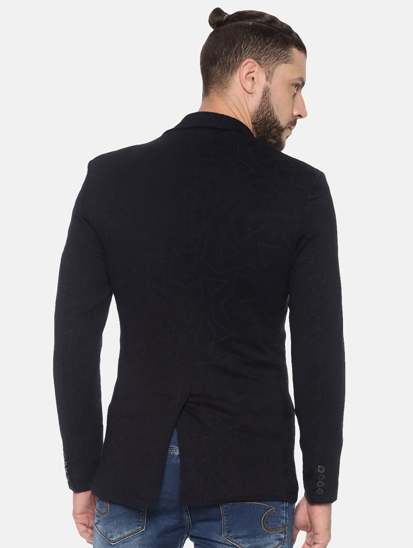 navy blue printed single breasted casual blazer - 17257083 - Zoom Image - 3