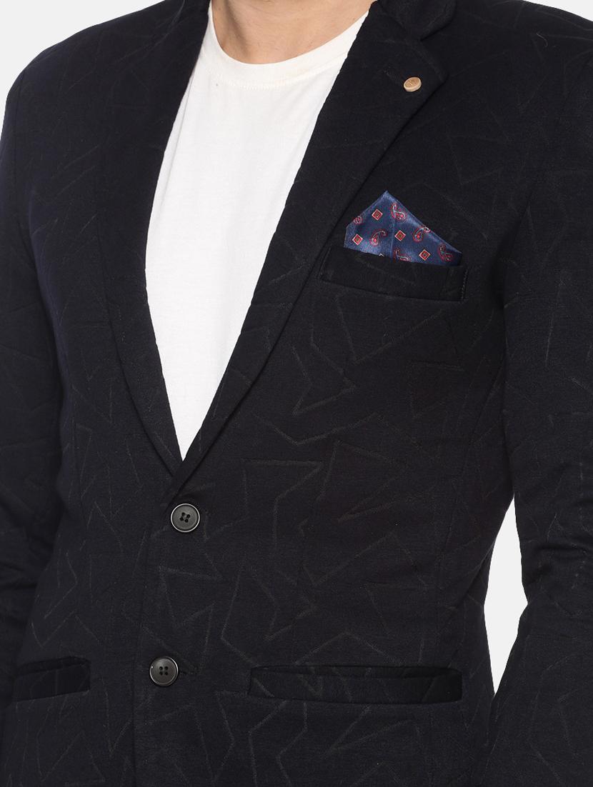 navy blue printed single breasted casual blazer - 17257083 - Zoom Image - 5
