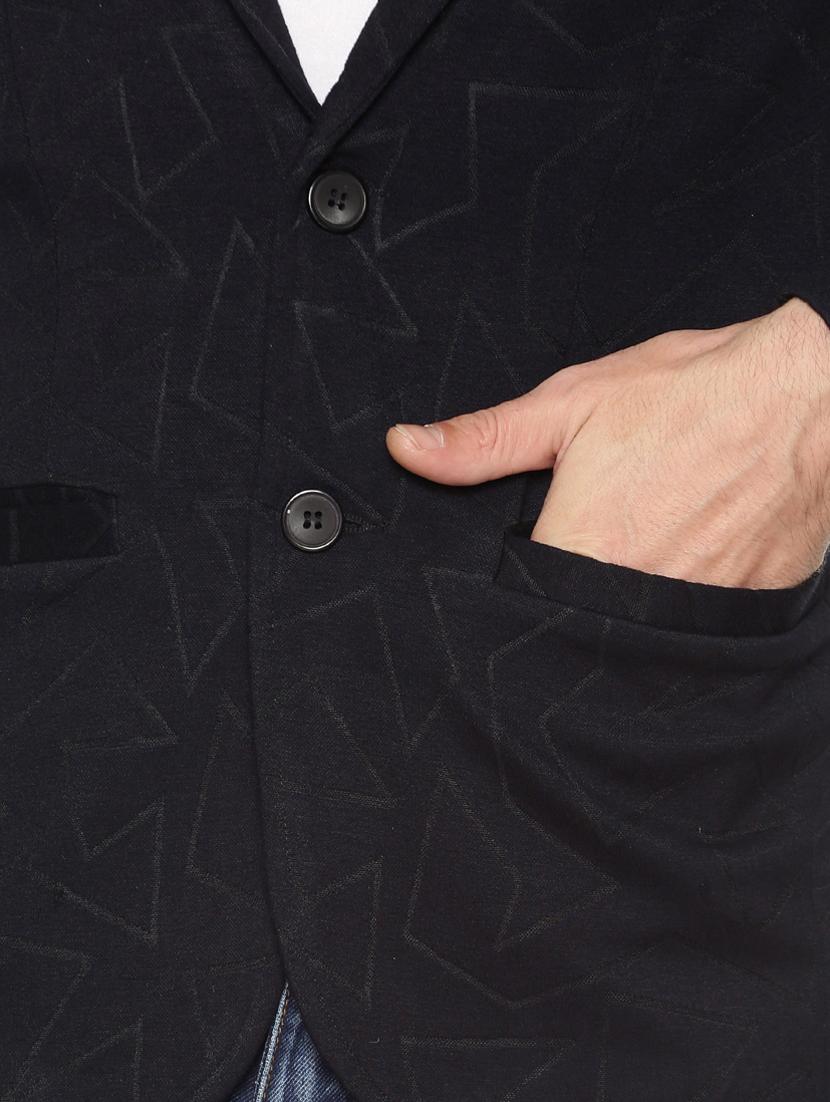 navy blue printed single breasted casual blazer - 17257083 - Zoom Image - 6