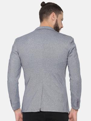 grey solid single breasted casual blazer - 17257086 - Standard Image - 3