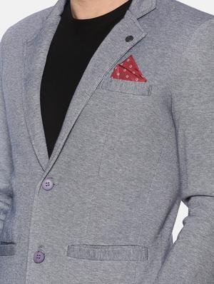 grey solid single breasted casual blazer - 17257086 - Standard Image - 5