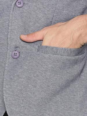 grey solid single breasted casual blazer - 17257086 - Standard Image - 6