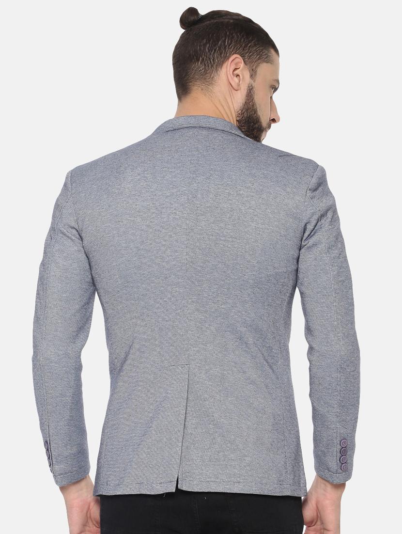 grey solid single breasted casual blazer - 17257086 - Zoom Image - 3