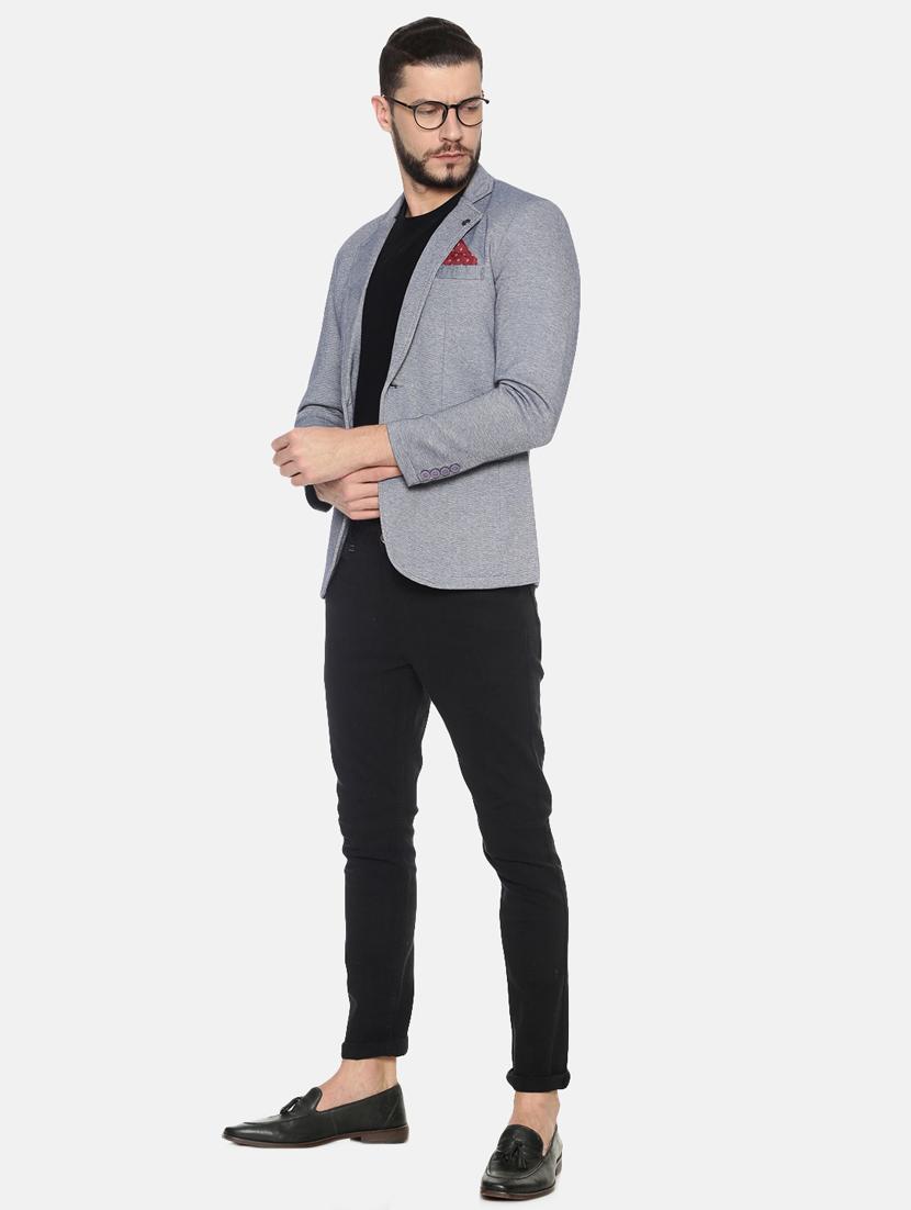 grey solid single breasted casual blazer - 17257086 - Zoom Image - 4