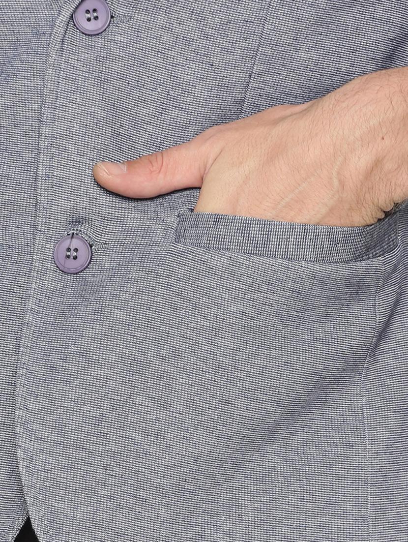 grey solid single breasted casual blazer - 17257086 - Zoom Image - 6