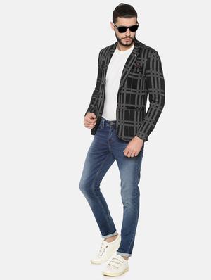 black checkered single breasted casual blazer - 17257088 - Standard Image - 4