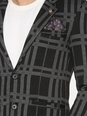 black checkered single breasted casual blazer - 17257088 - Standard Image - 5