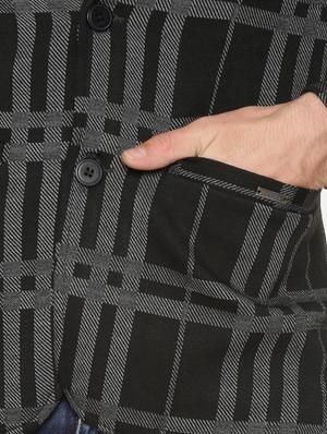 black checkered single breasted casual blazer - 17257088 - Standard Image - 6