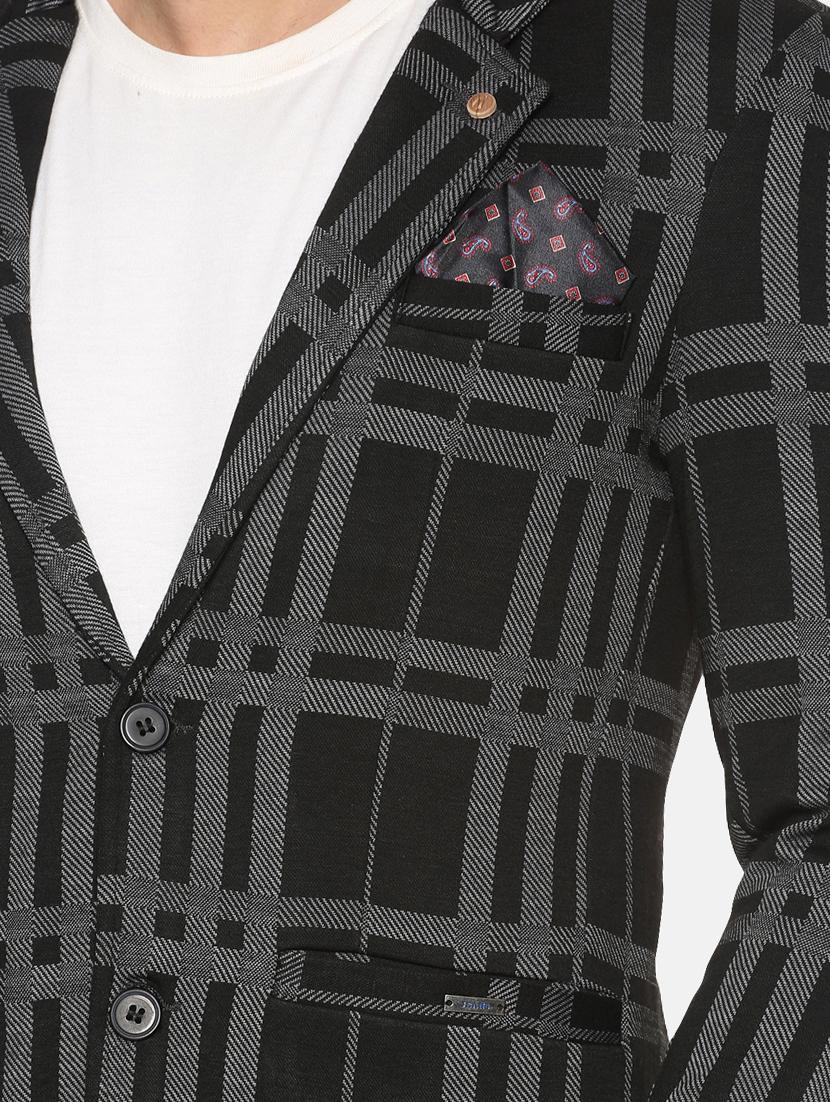 black checkered single breasted casual blazer - 17257088 - Zoom Image - 5