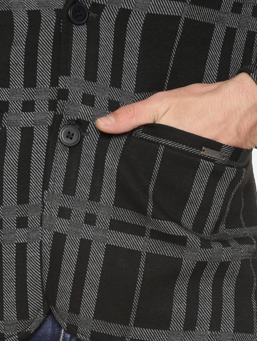 black checkered single breasted casual blazer - 17257088 - Zoom Image - 6