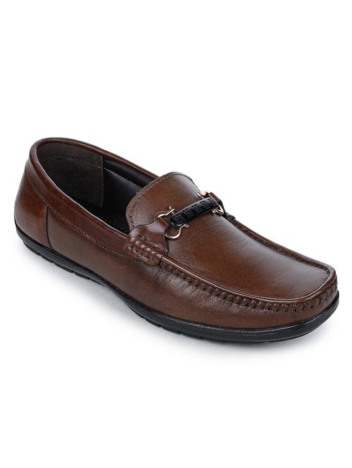 brown leather slip on loafers - 17257090 - Standard Image - 1