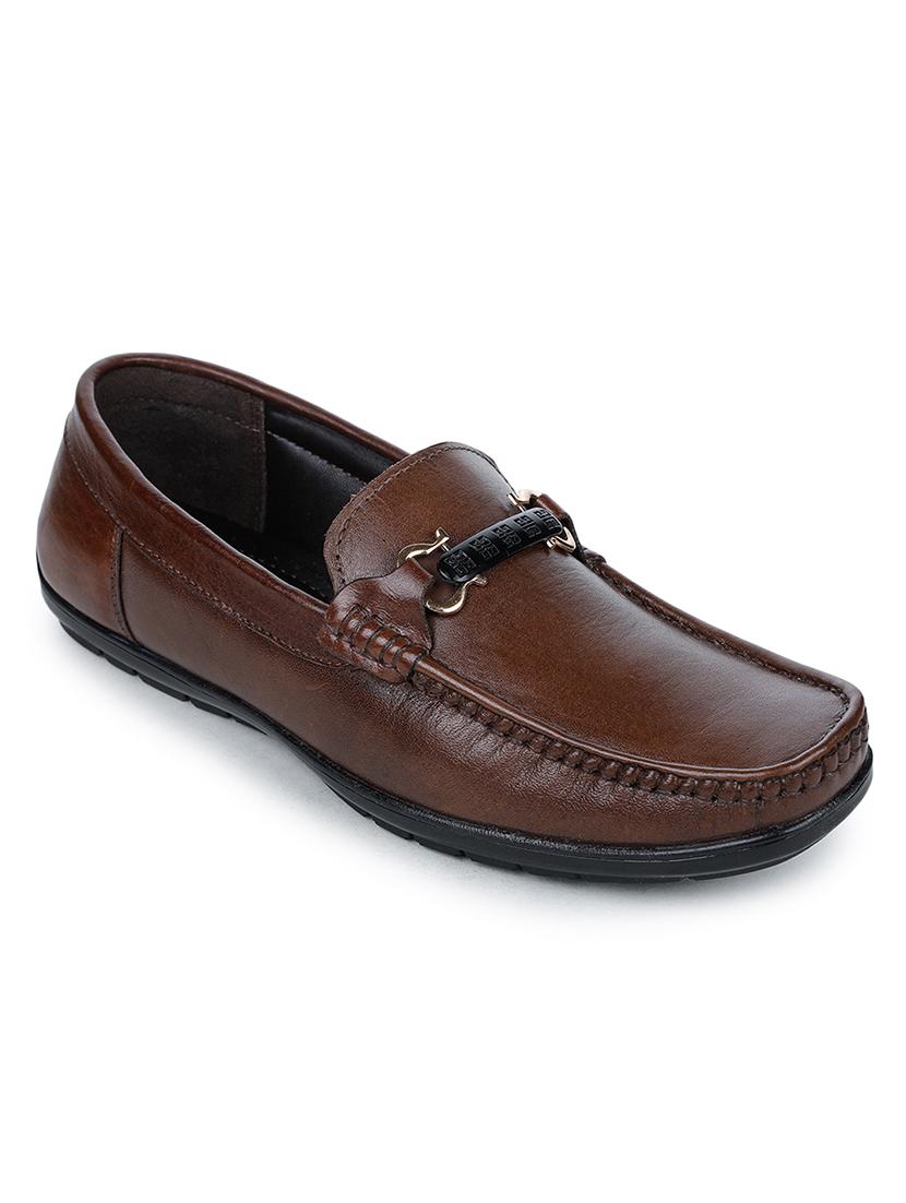 brown leather slip on loafers - 17257090 - Zoom Image - 1