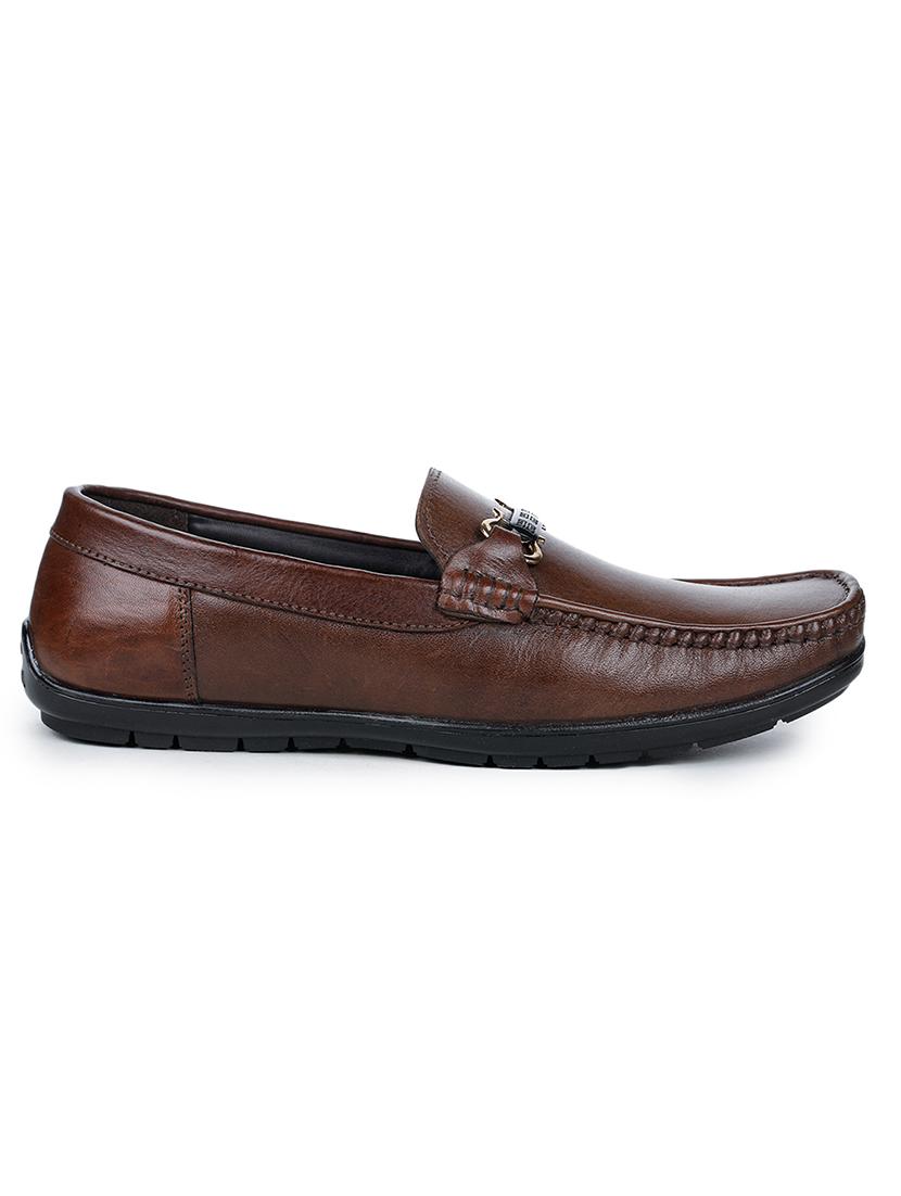 brown leather slip on loafers - 17257090 - Zoom Image - 2