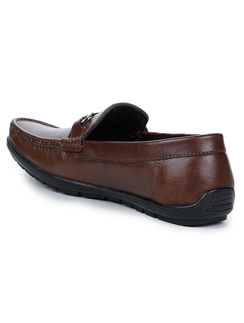 brown leather slip on loafers - 17257090 - Zoom Image - 3