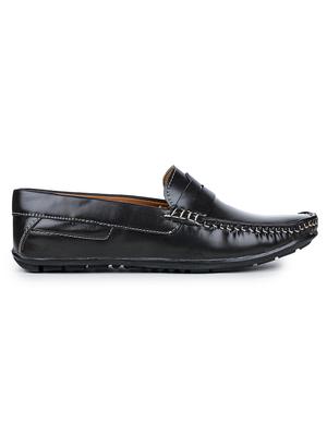 black synthetic slip on loafers - 17257106 - Standard Image - 2