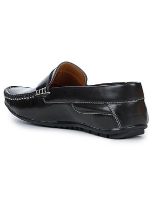 black synthetic slip on loafers - 17257106 - Standard Image - 3