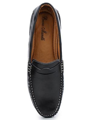 black synthetic slip on loafers - 17257106 - Standard Image - 4