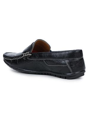 black synthetic slip on loafers - 17257114 - Standard Image - 3